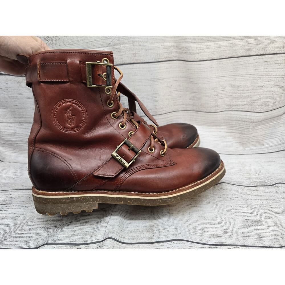Polo by Ralph Lauren Brown Leather Combat Boots - Men's